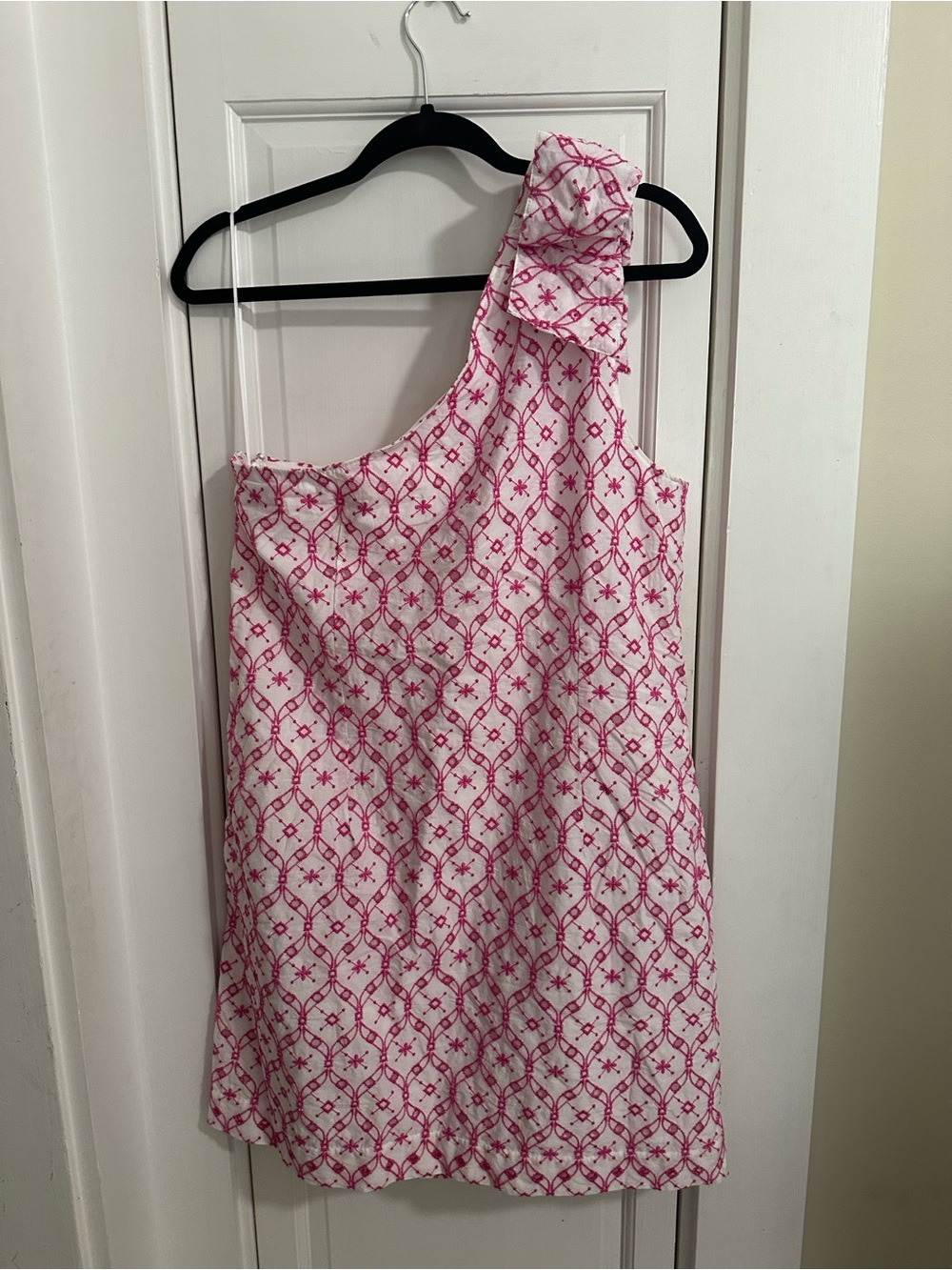 NWT J. Crew Women’s One-Shoulder Pink Eyelet Dress, 100%Cotton
